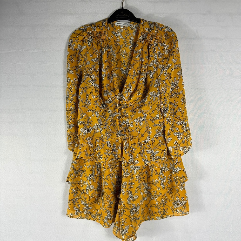 Heartloom Mustard Yellow Floral Size Medium Short Top Set